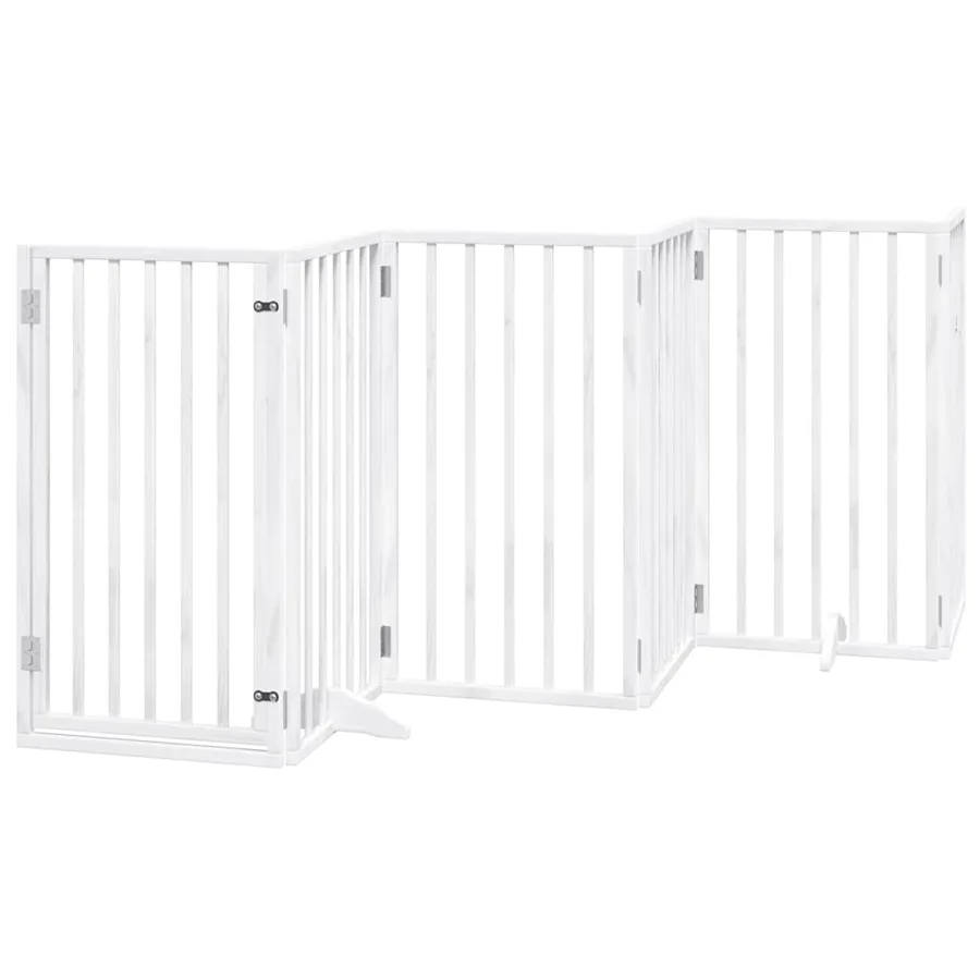 Barrière pour chien porte pliable 9panneaux blanc bois peuplier - 4
