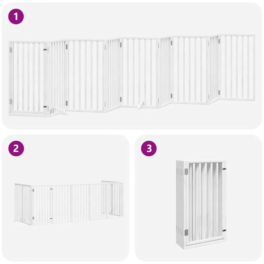 Barrière pour chien porte pliable 9panneaux blanc bois peuplier - 6