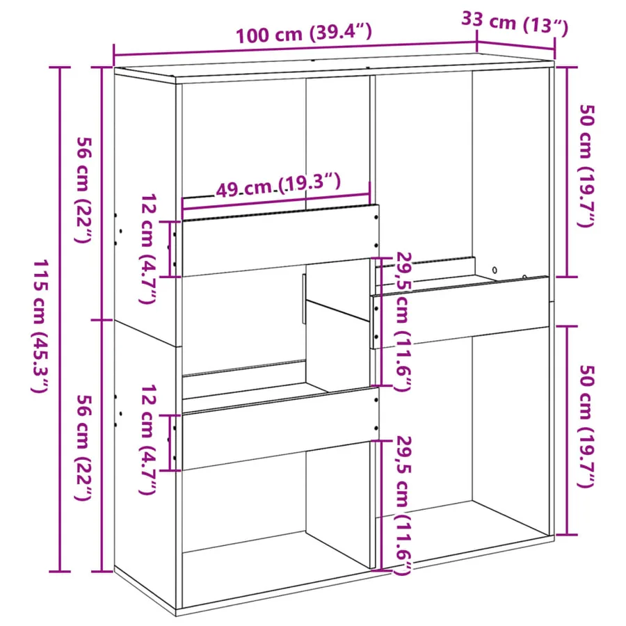 Bibliothèque/Cloison de séparation blanc 100x33x115 cm - 9