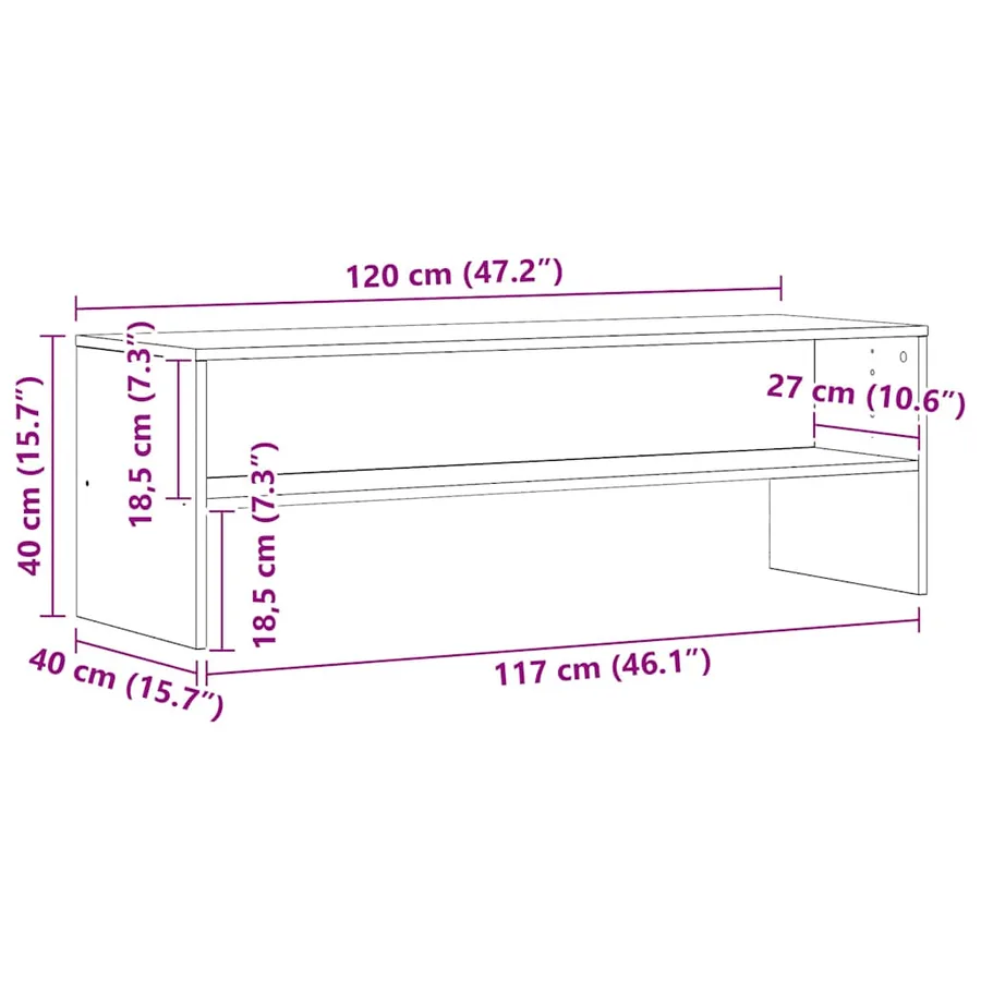 Meuble TV chêne artisanal 120x40x40 cm bois d'ingénierie - 9