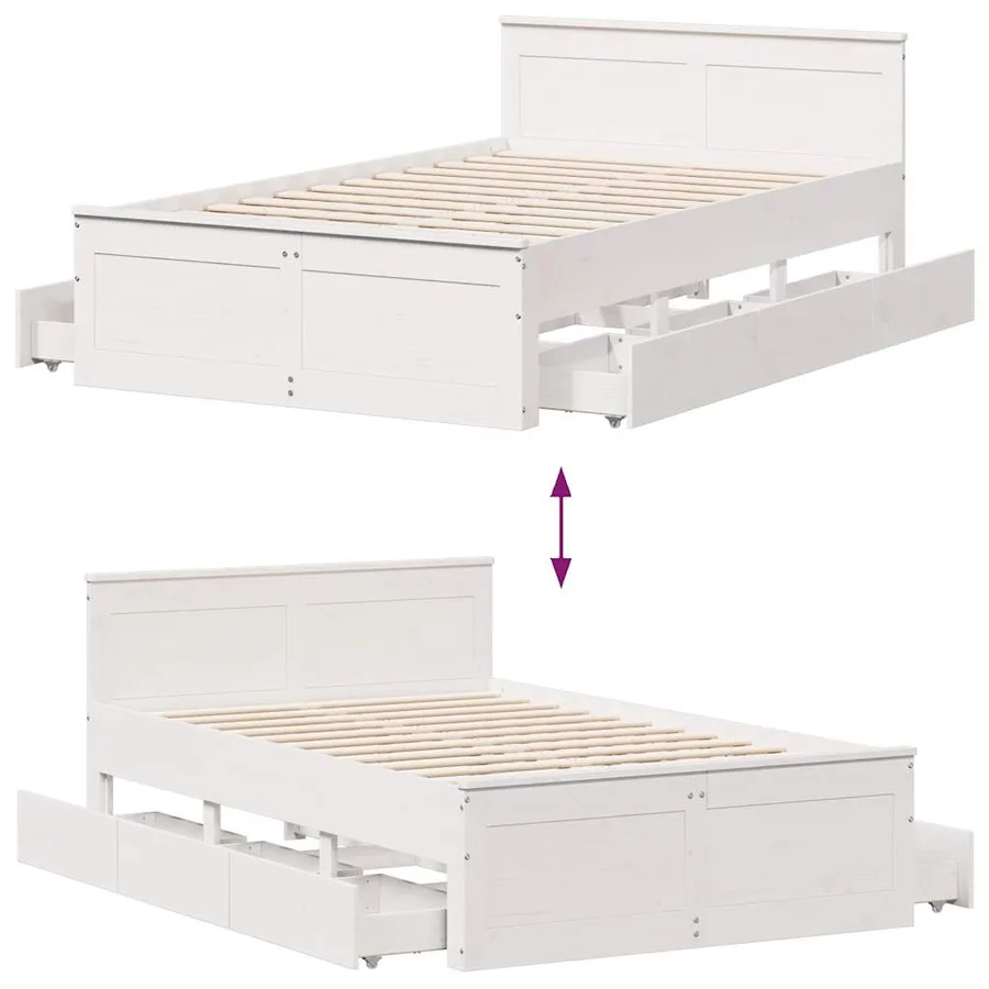 Cadre de lit sans matelas avec tête de lit blanc 120x190 cm pin - 10