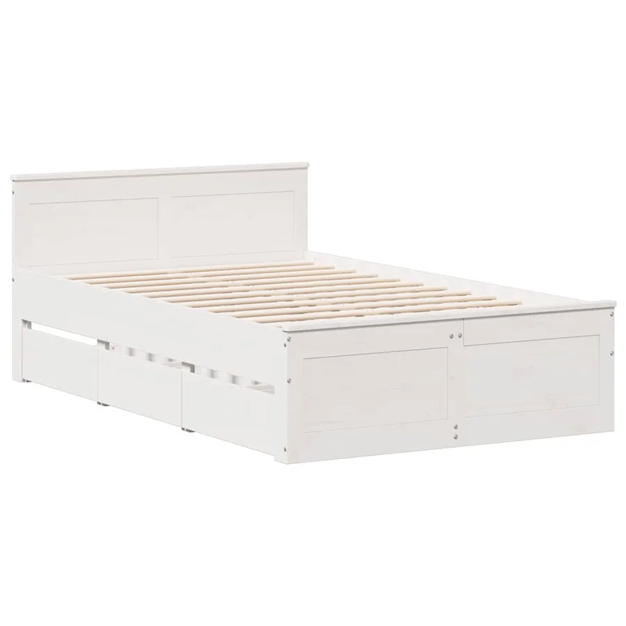 Cadre de lit sans matelas avec tête de lit blanc 120x190 cm pin - 3
