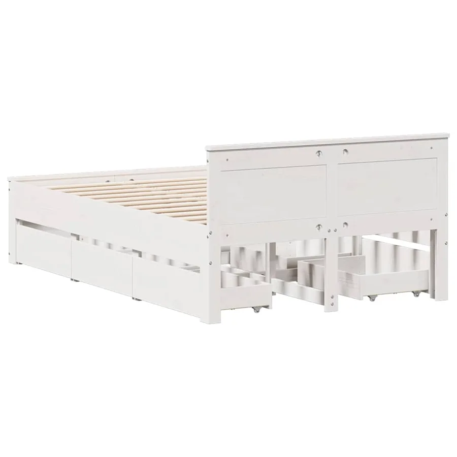 Cadre de lit sans matelas avec tête de lit blanc 120x190 cm pin - 6