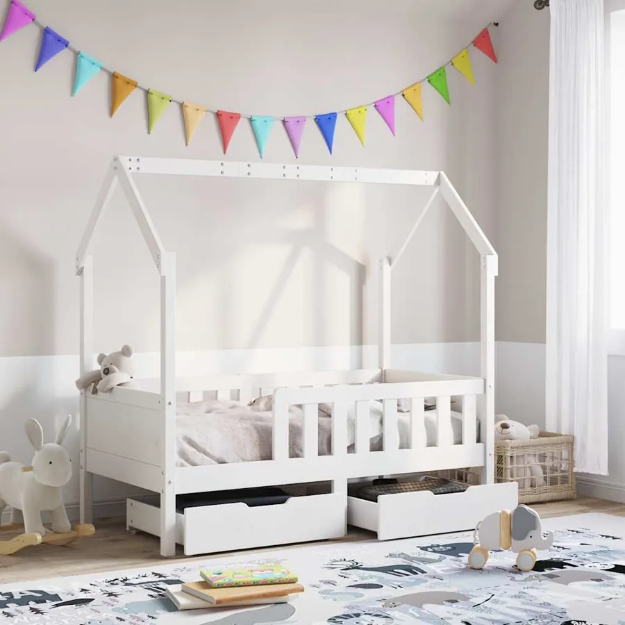 Cadre de lit enfant avec tiroirs sans matelas 80x170 cm bois