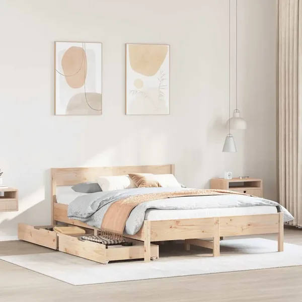 Cadre de lit sans matelas 135x190 cm bois de pin massif
