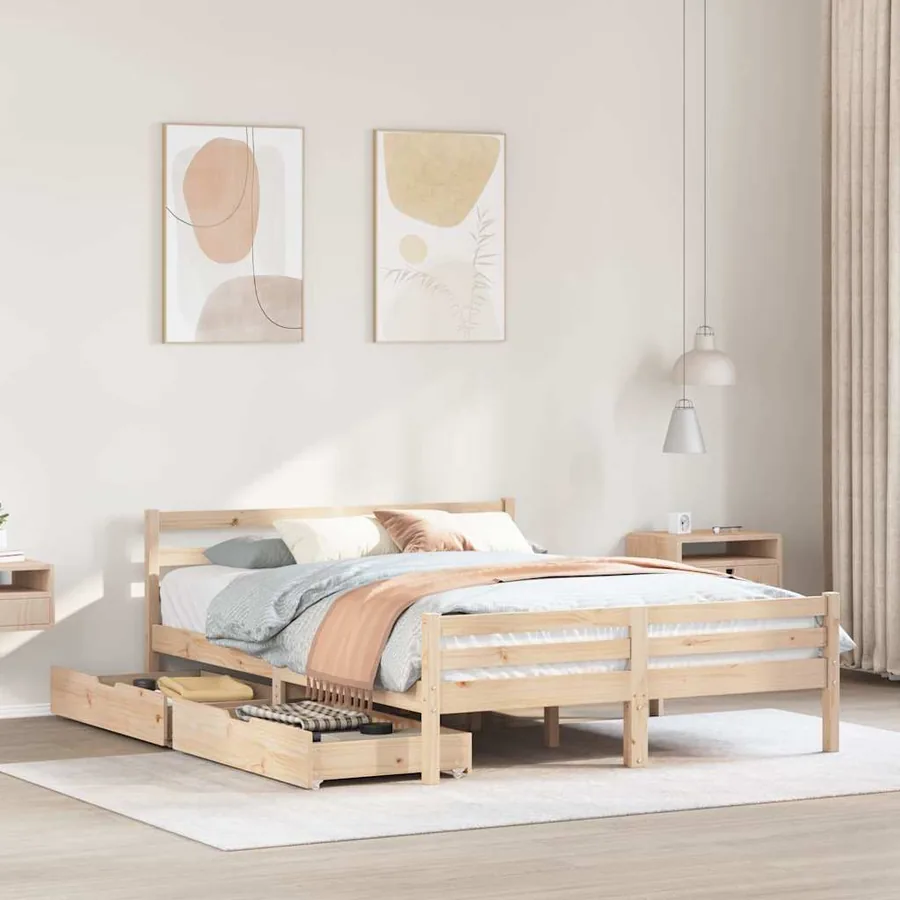 Cadre de lit sans matelas 140x190 cm bois de pin massif