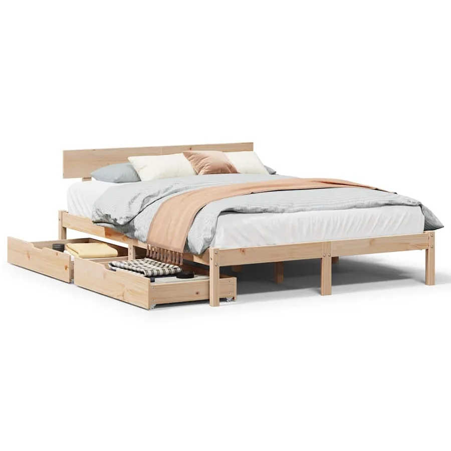 Cadre de lit sans matelas 140x190 cm bois de pin massif - 2