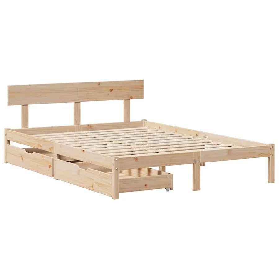 Cadre de lit sans matelas 140x190 cm bois de pin massif - 3
