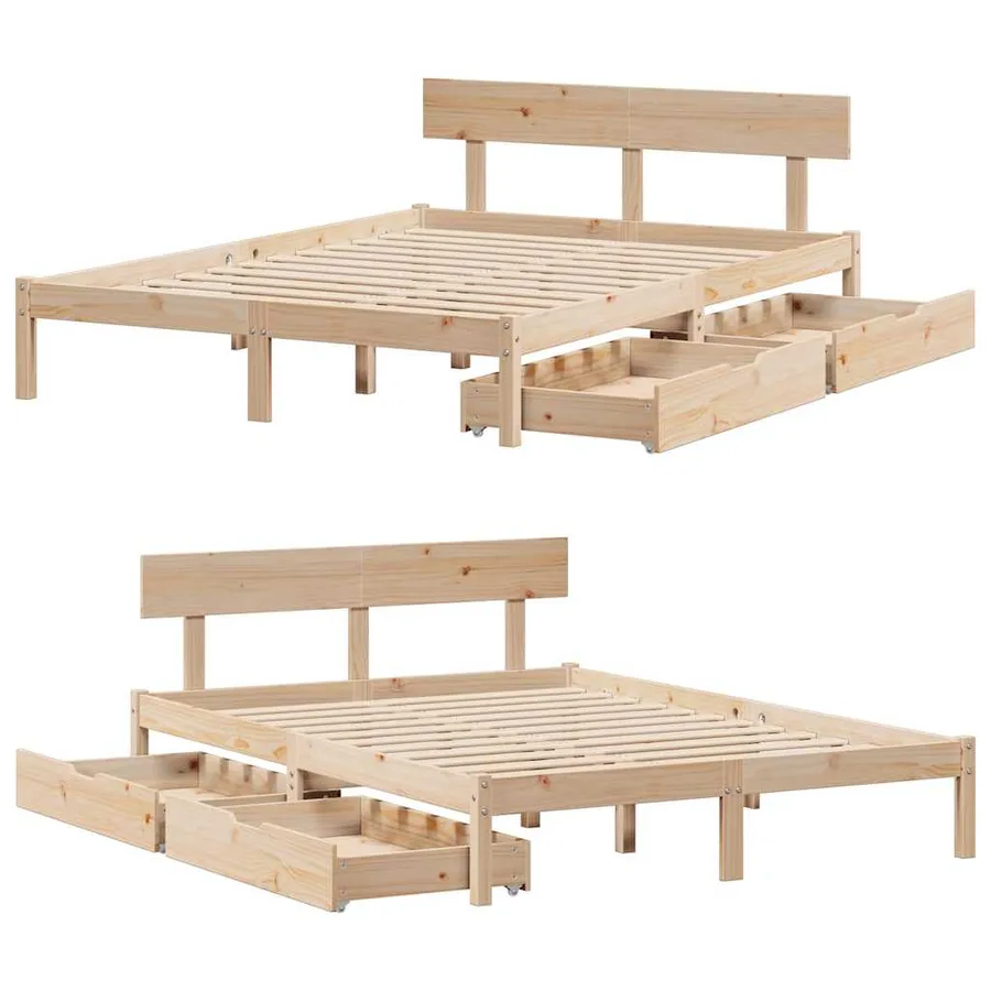 Cadre de lit sans matelas 140x190 cm bois de pin massif - 9