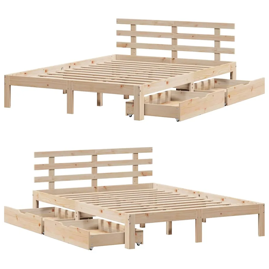 Cadre de lit avec tiroirs sans matelas 160x200 cm - 9