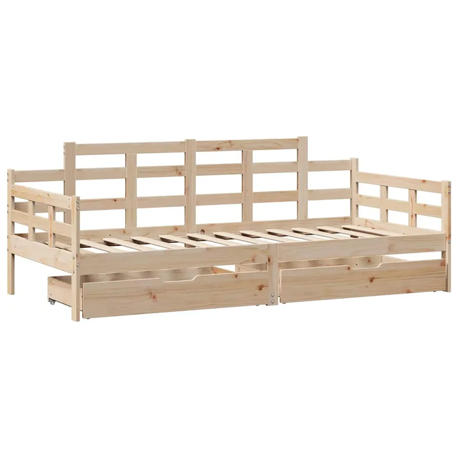 Lit de jour avec tiroirs sans matelas 90x190 cm bois massif - 3