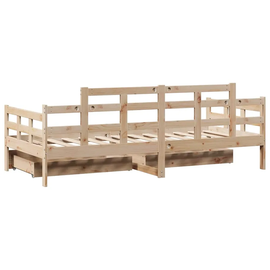 Lit de jour avec tiroirs sans matelas 90x190 cm bois massif - 6