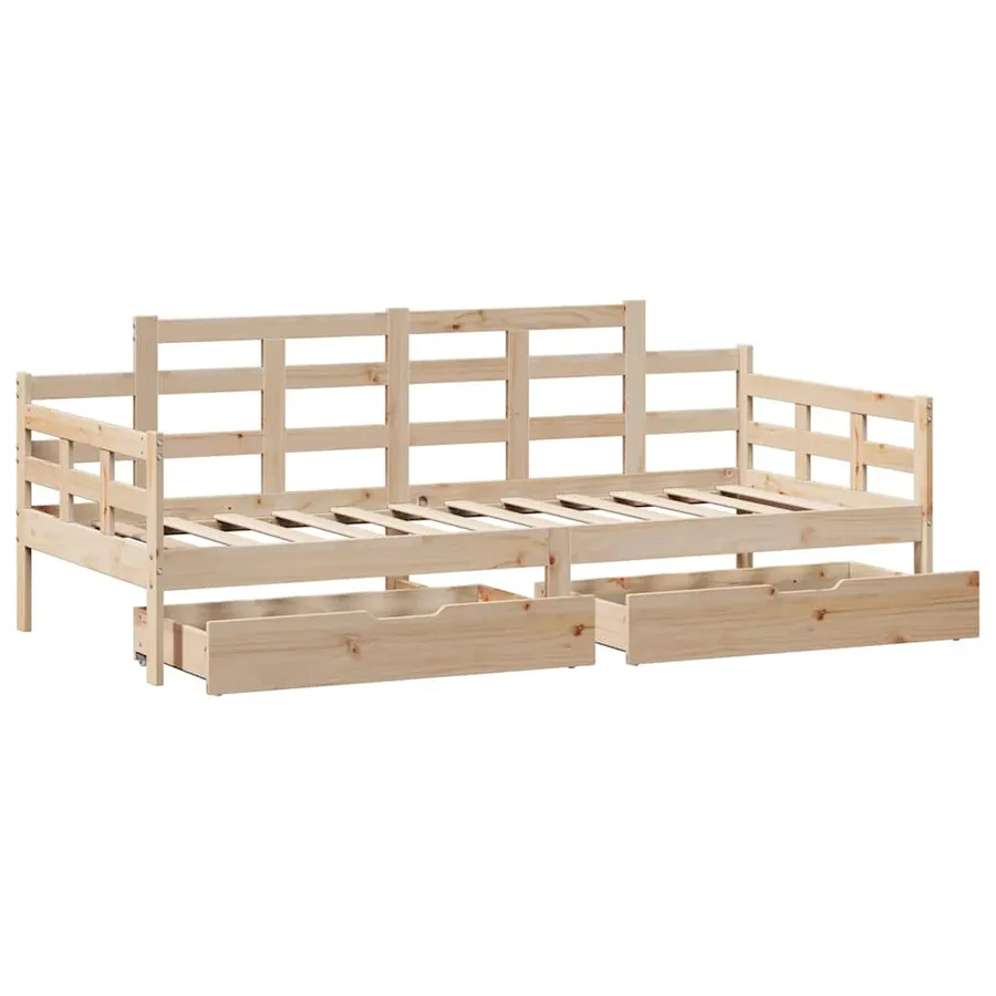 Lit de jour avec tiroirs sans matelas 90x190 cm bois massif - 9