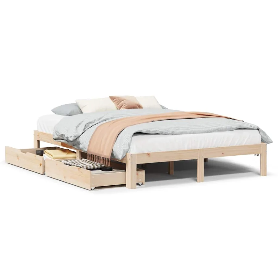 Cadre de lit avec tiroirs sans matelas 150x200 cm - 2