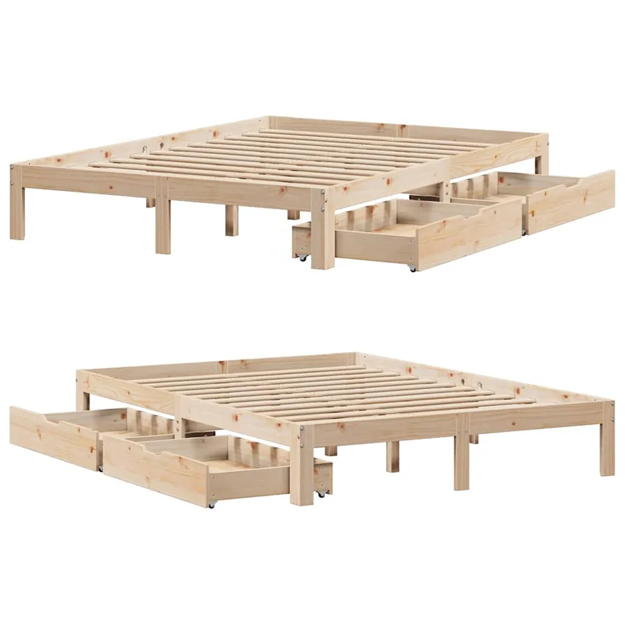 Cadre de lit avec tiroirs sans matelas 150x200 cm - 9