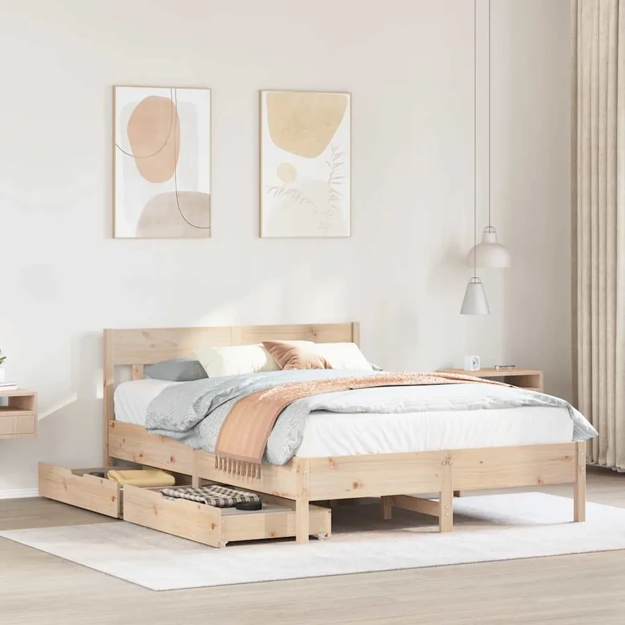 Cadre de lit sans matelas 135x190 cm bois de pin massif