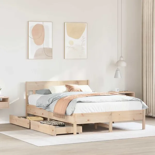 Cadre de lit sans matelas 135x190 cm bois de pin massif