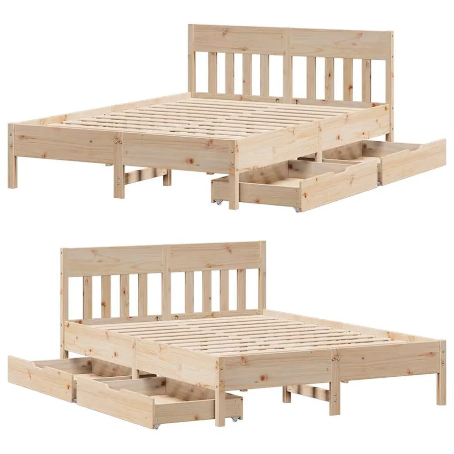 Cadre de lit sans matelas 135x190 cm bois de pin massif - 9