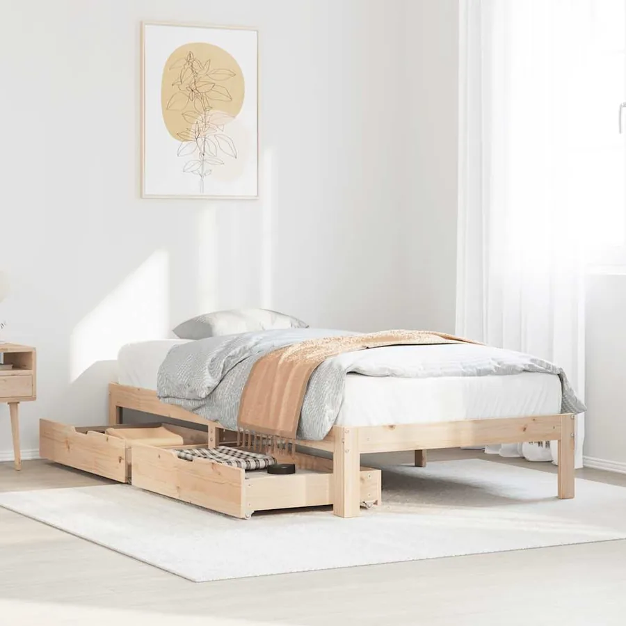 Cadre de lit avec tiroirs sans matelas 100x200 cm