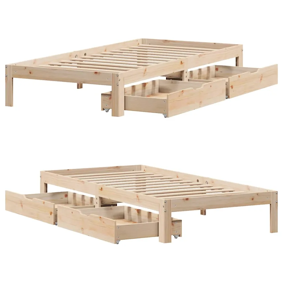 Cadre de lit avec tiroirs sans matelas 100x200 cm - 9