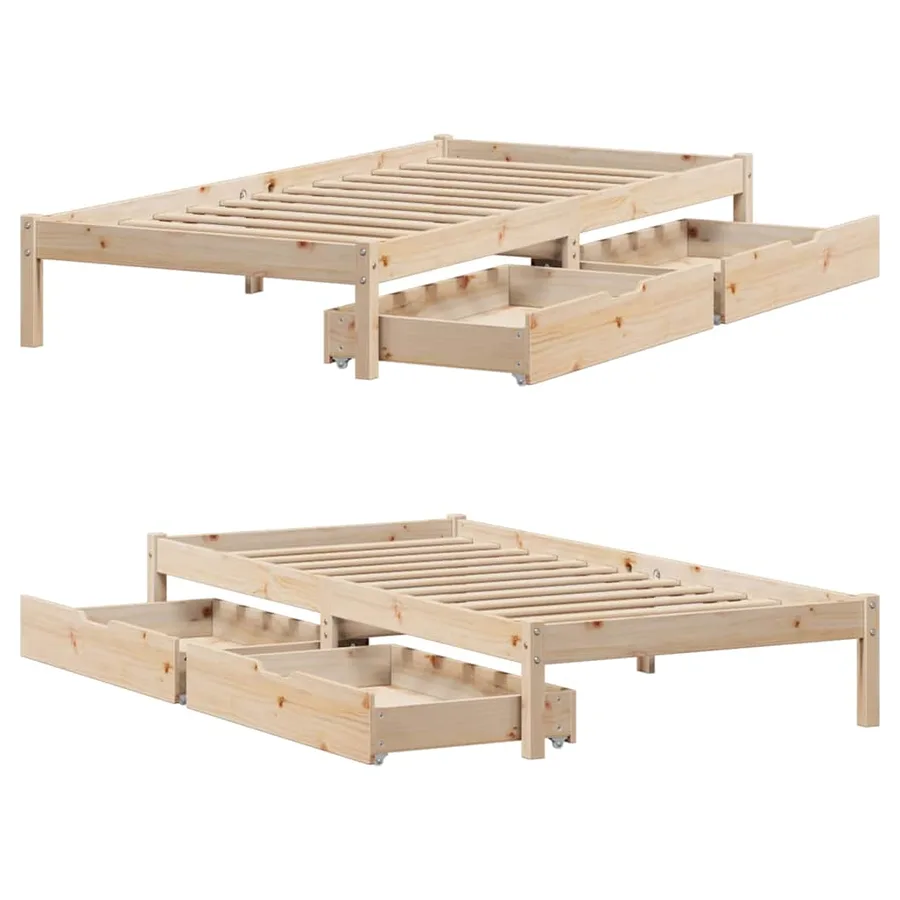 Cadre de lit sans matelas 75x190 cm bois de pin massif - 9