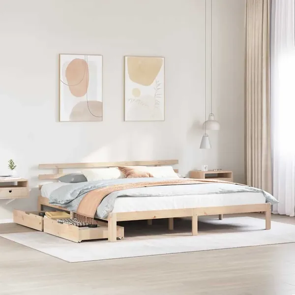 Cadre de lit avec tiroirs sans matelas 180x200 cm