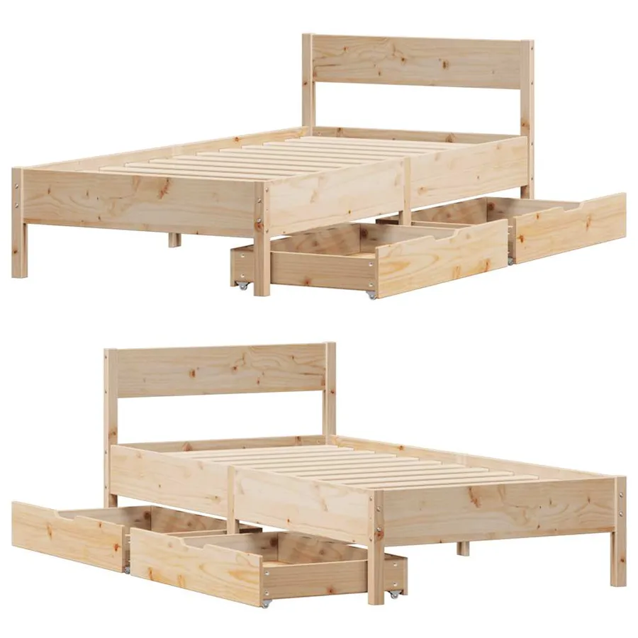 Cadre de lit sans matelas 90x190 cm bois de pin massif - 9