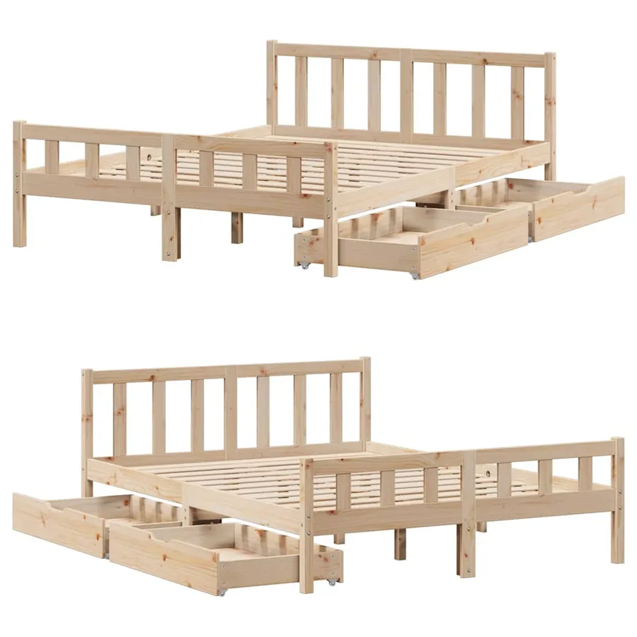 Cadre de lit sans matelas 120x190 cm bois de pin massif - 9