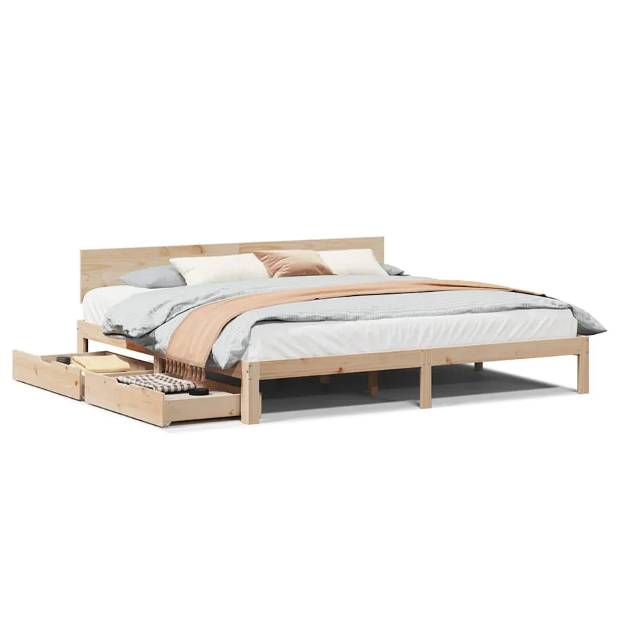 Cadre de lit avec tiroirs sans matelas 200x200 cm - 2
