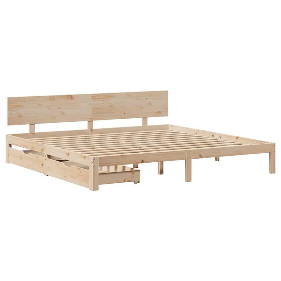 Cadre de lit avec tiroirs sans matelas 200x200 cm - 3