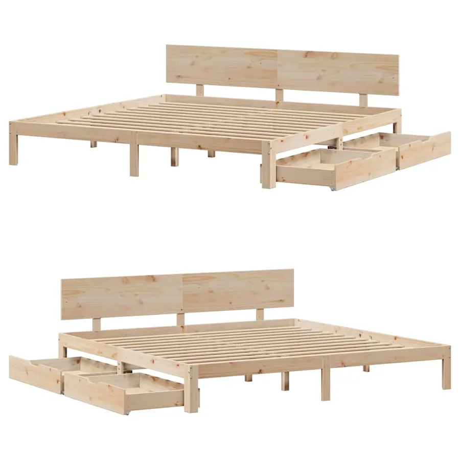 Cadre de lit avec tiroirs sans matelas 200x200 cm - 9
