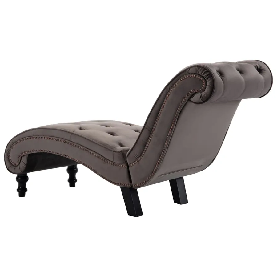 Chaise longue Velours Gris - 4