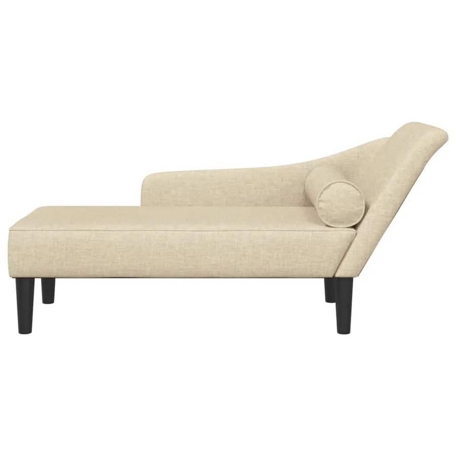 Chaise longue avec coussins crème tissu - 3