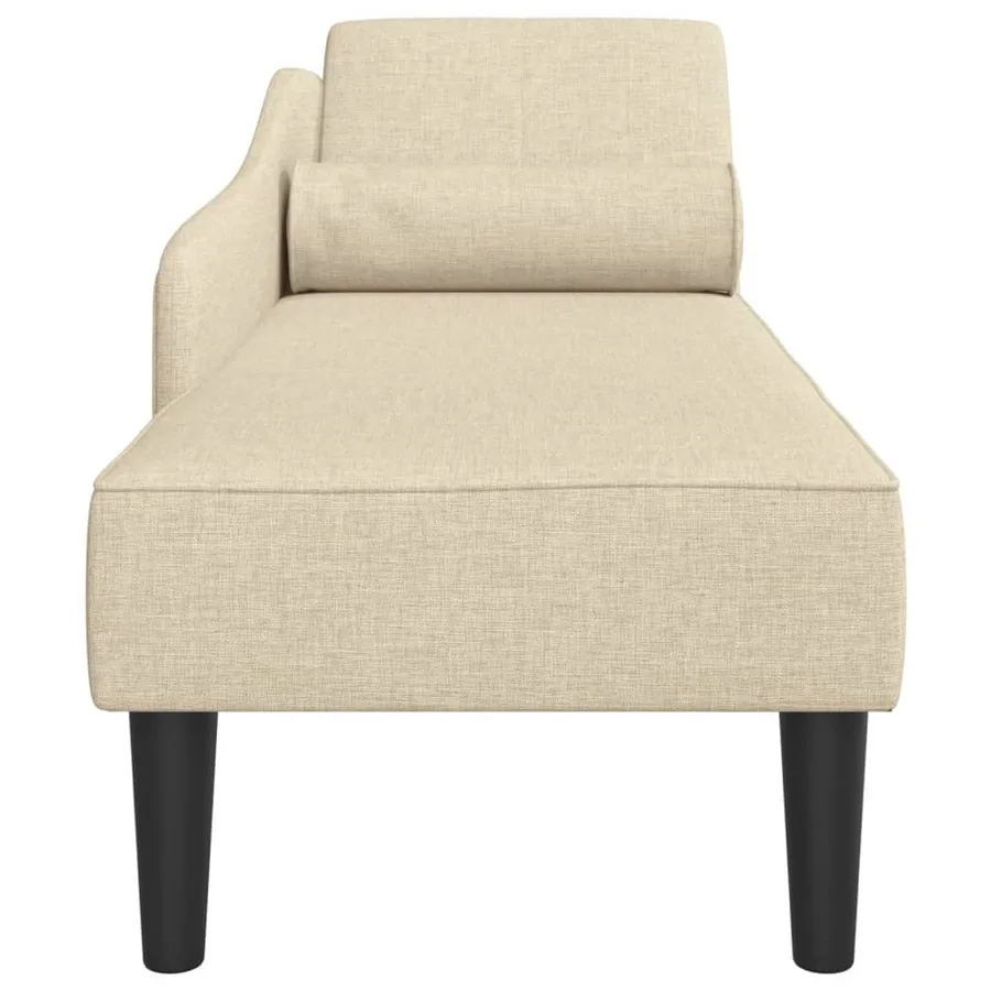 Chaise longue avec coussins crème tissu - 4