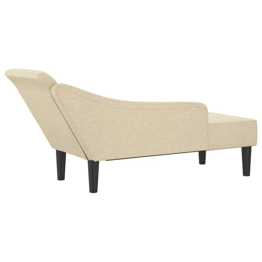 Chaise longue avec coussins crème tissu - 5