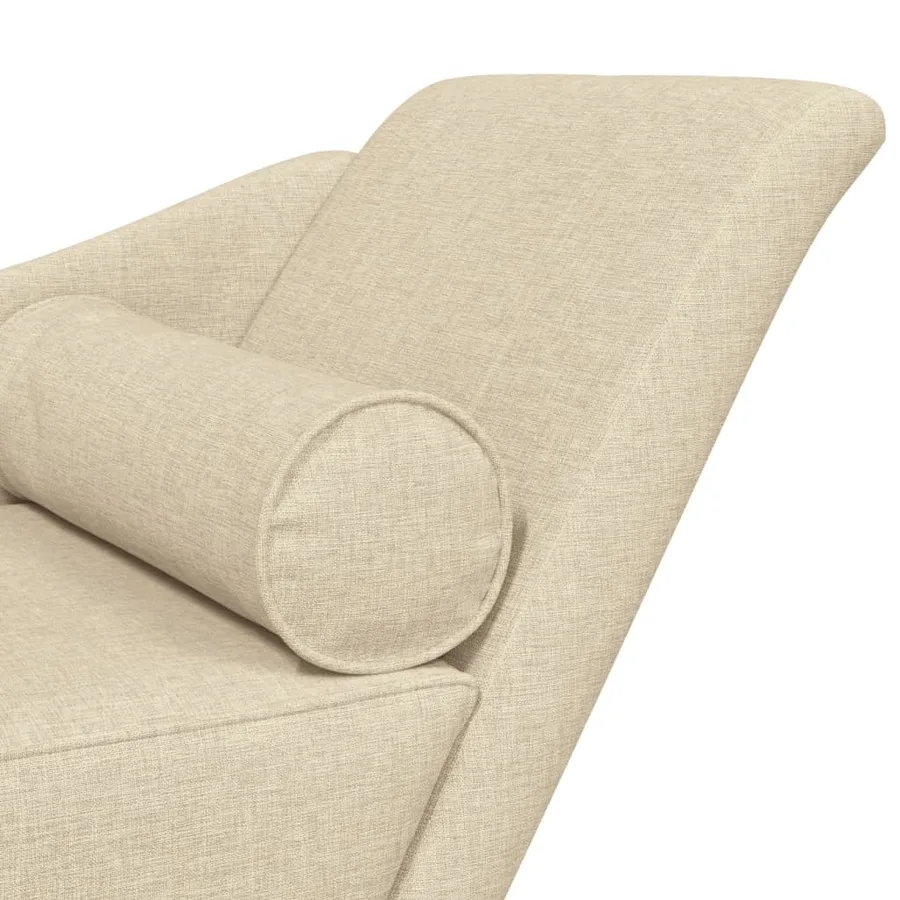 Chaise longue avec coussins crème tissu - 6
