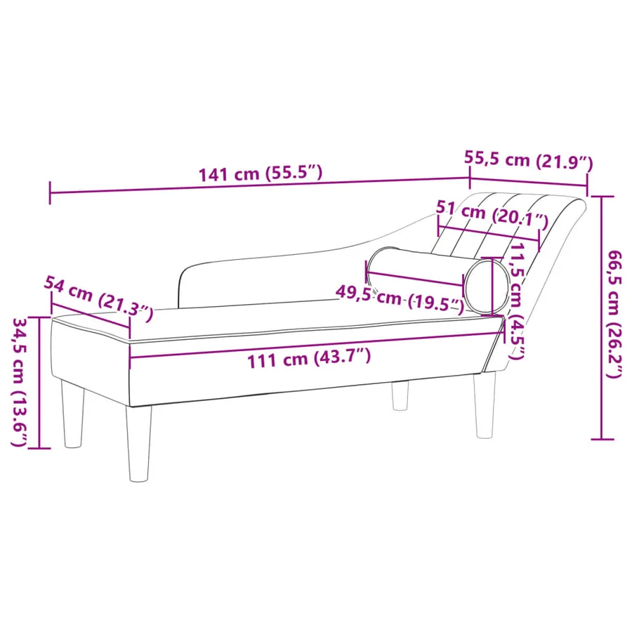 Chaise longue avec coussins crème tissu - 8