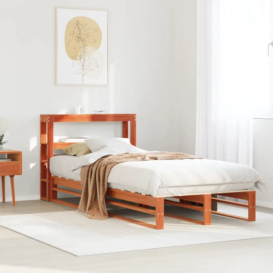 Cadre de lit sans matelas cire marron 100x200cm bois pin massif