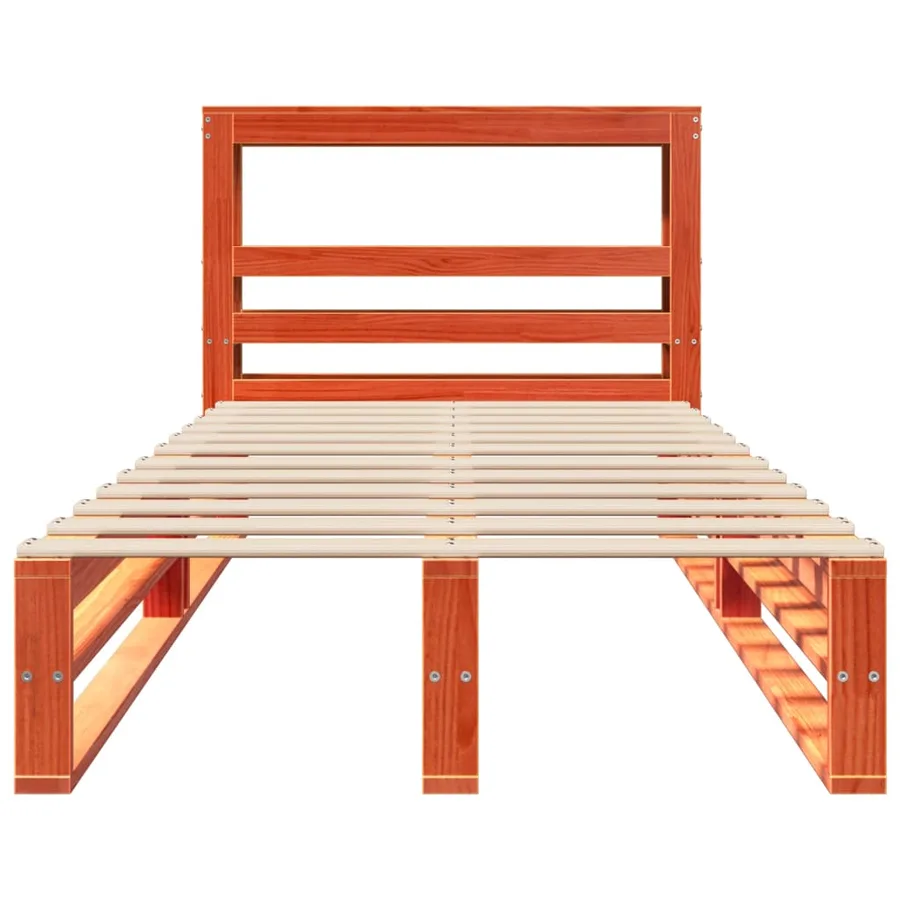 Cadre de lit sans matelas cire marron 100x200cm bois pin massif - 4