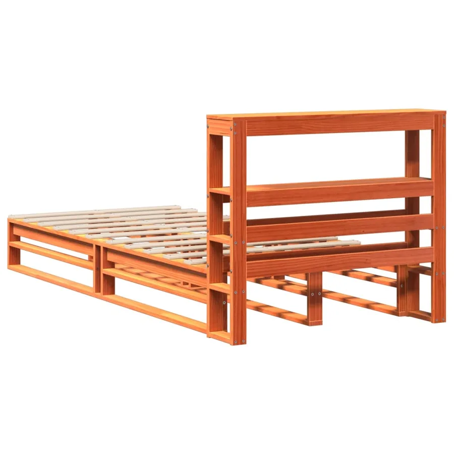 Cadre de lit sans matelas cire marron 100x200cm bois pin massif - 8