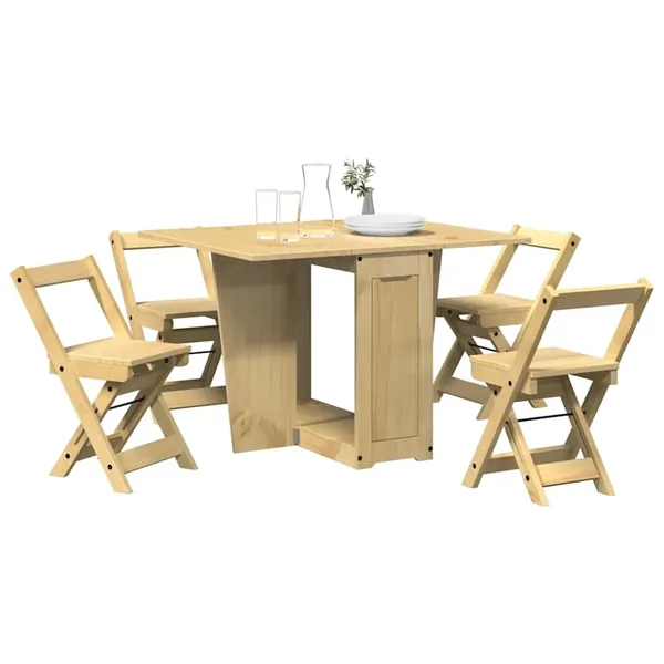 Ensemble à manger papillon 5 pcs Corona pliable cire marron pin