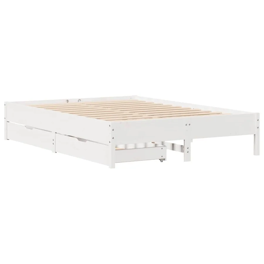 Cadre de lit sans matelas blanc 135x190 cm bois de pin massif - 3