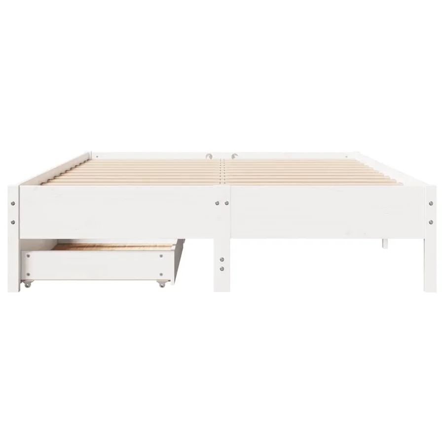 Cadre de lit sans matelas blanc 135x190 cm bois de pin massif - 4