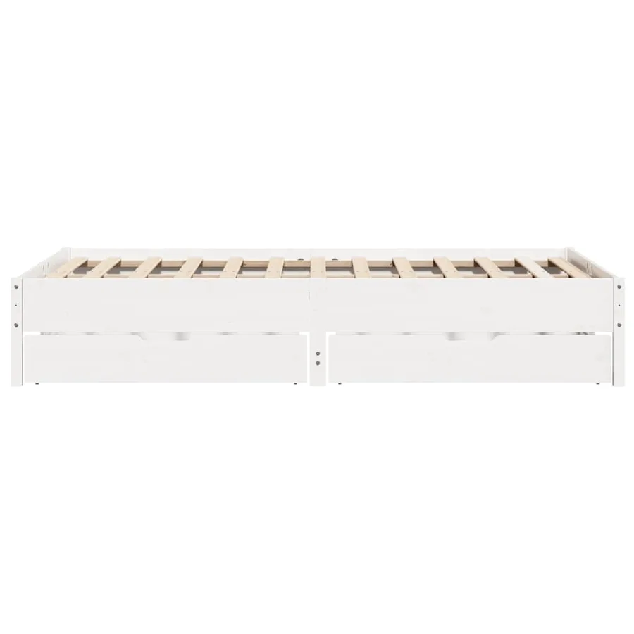 Cadre de lit sans matelas blanc 135x190 cm bois de pin massif - 7