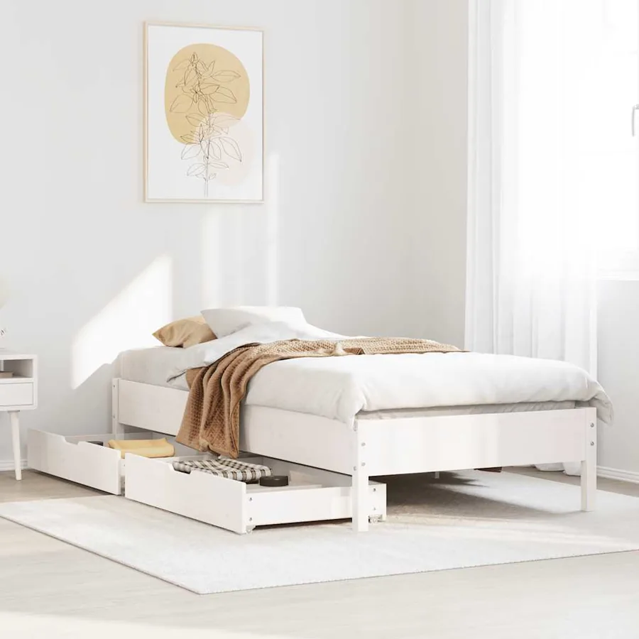Cadre de lit sans matelas blanc 90x190 cm bois de pin massif