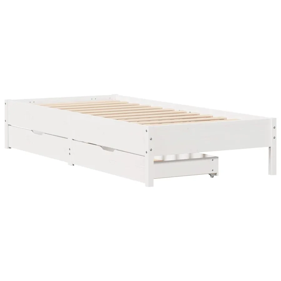 Cadre de lit sans matelas blanc 90x190 cm bois de pin massif - 3