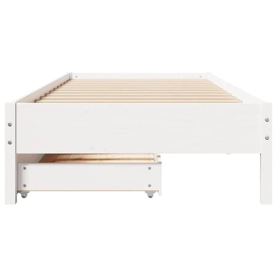 Cadre de lit sans matelas blanc 90x190 cm bois de pin massif - 4