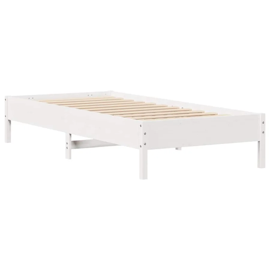 Cadre de lit sans matelas blanc 90x190 cm bois de pin massif - 5