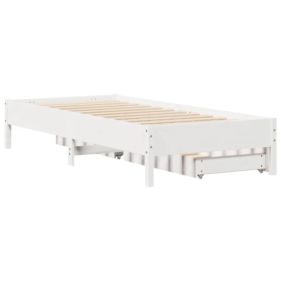 Cadre de lit sans matelas blanc 90x190 cm bois de pin massif - 8
