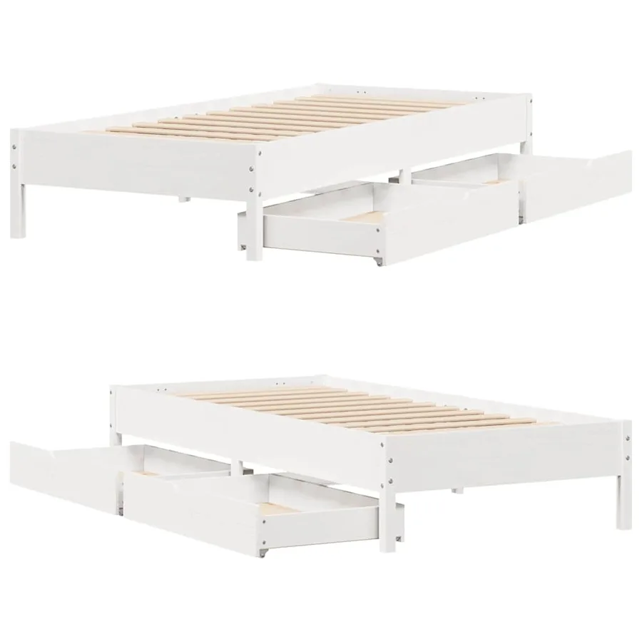 Cadre de lit sans matelas blanc 90x190 cm bois de pin massif - 9